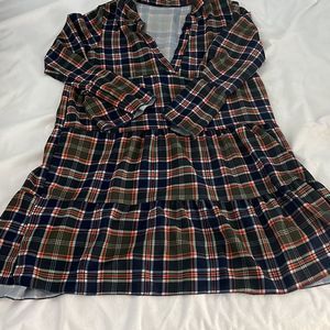 3/4 Plaid Sleeve Dress